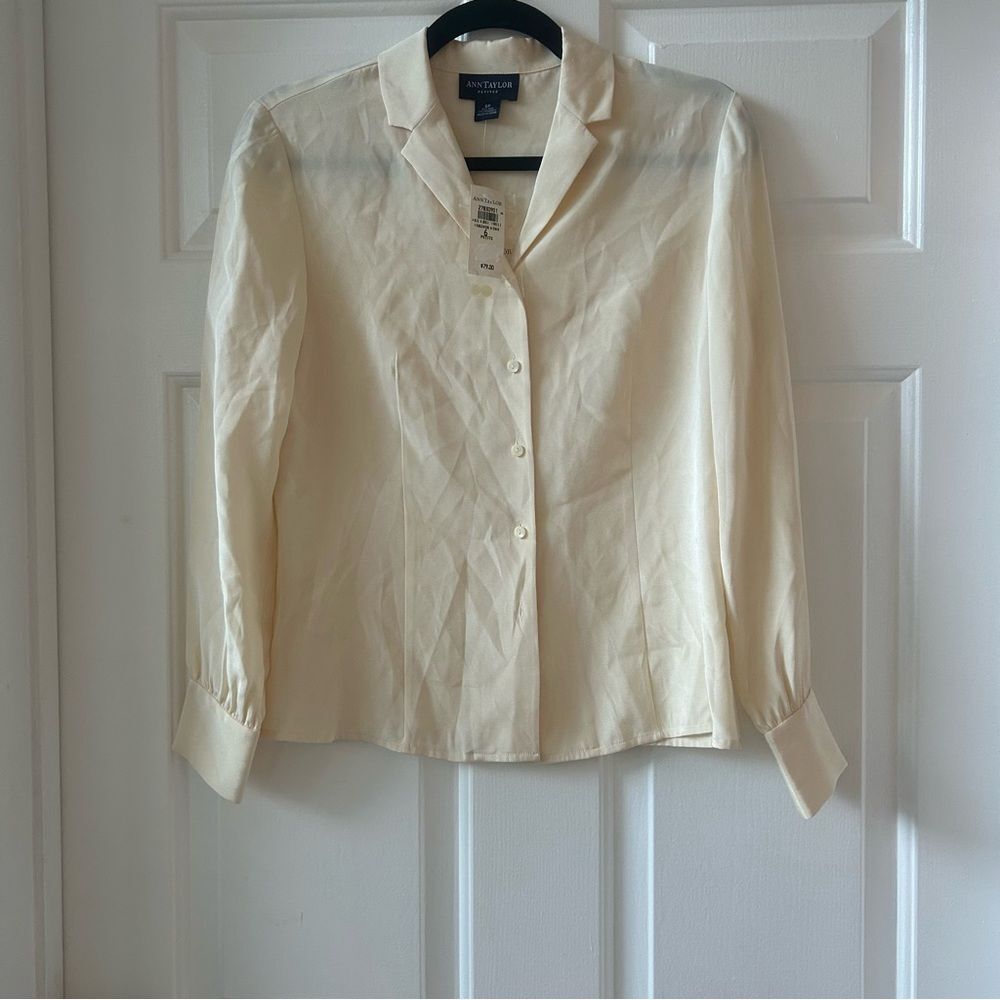 Ann Taylor Cream Silk Blouse Basics Essentials